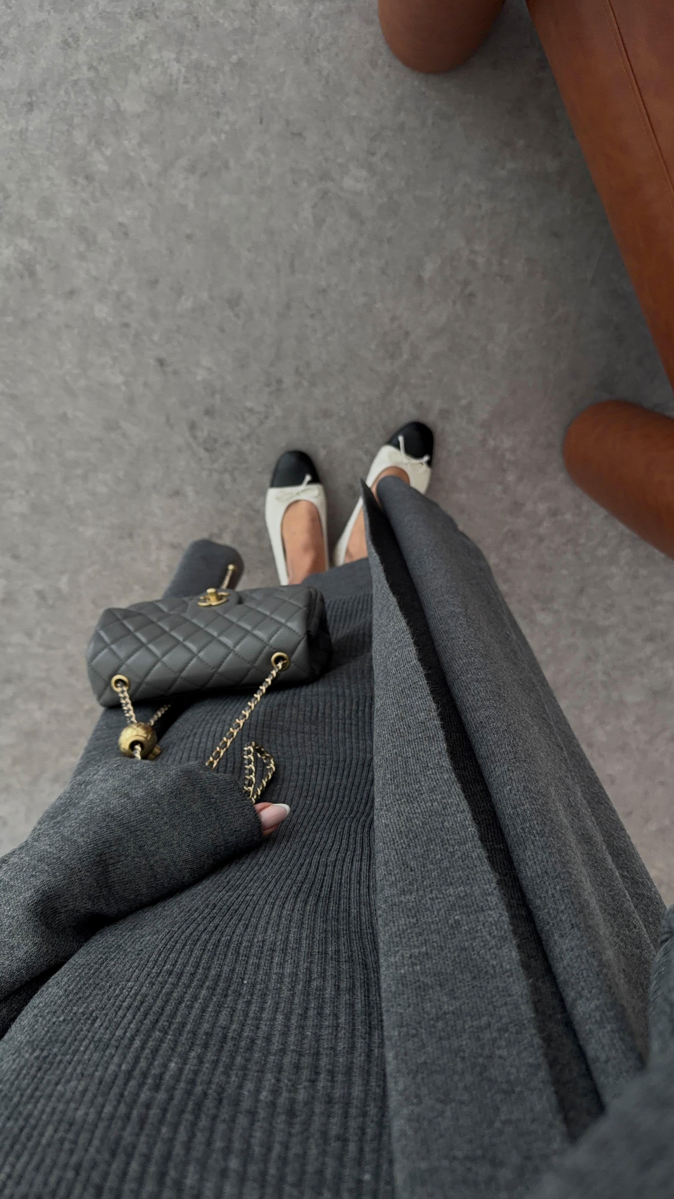 Elle - Ensemble Robe Et Gilet En Maille Gris