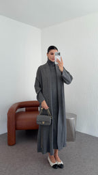 Elle - Ensemble Robe Et Gilet En Maille Gris