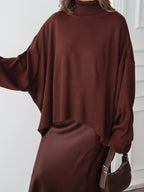 Charmy - Pull Oversize À Col Roulé Marron