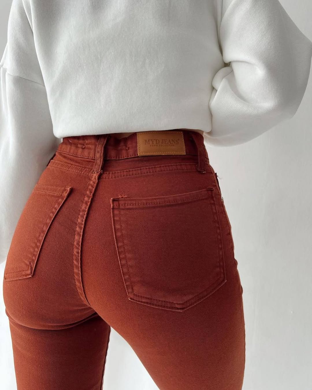 Pantalon Pattes d’Éléphant Brique Taille Haute