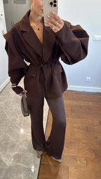 Élite - Blazer/Veste Oversize Avec Ceinture Marron